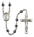 St. Barbara 6mm Hematite Rosary R6002S-8006