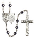 St. Christopher/Army 6mm Hematite Rosary R6002S-8022S2