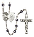 St. Michael/Army 6mm Hematite Rosary R6002S-8076S2