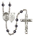 Guardian Angel/Army 6mm Hematite Rosary R6002S-8118S2