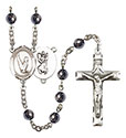 St. Christopher/Gymnastics 6mm Hematite Rosary R6002S-8142