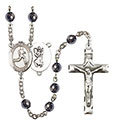 St. Christopher/Track &amp; Field 6mm Hematite Rosary R6002S-8149