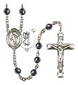 St. Christopher/Track&amp;Field 6mm Hematite Rosary R6002S-8510