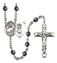 St. Christopher/Gymnastics 6mm Hematite Rosary R6002S-8513