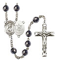 St. Christopher/Army 8mm Hematite Rosary R6003S-8022S2