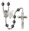 St. Michael/Army 8mm Hematite Rosary R6003S-8076S2