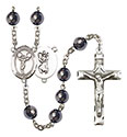 St. Christopher/Cheerleading 8mm Hematite Rosary R6003S-8140