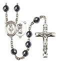 St. Christopher/Dance 8mm Hematite Rosary R6003S-8143