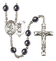St. Christopher/Track&amp;Field 8mm Hematite Rosary R6003S-8509
