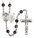 St. Christopher/Army 7mm Brown Rosary R6004S-8022S2
