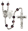 St. Michael/Army 7mm Brown Rosary R6004S-8076S2