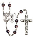St. Christopher/Cheerleading 7mm Brown Rosary R6004S-8140