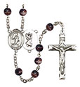 St. Christopher/Track&amp;Field 7mm Brown Rosary R6004S-8509