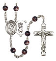 St. Christopher/Track&amp;Field 7mm Brown Rosary R6004S-8510