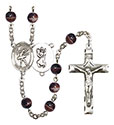 St. Christopher/Dance 7mm Brown Rosary R6004S-8512