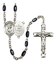 St. Christopher/Army 8x5mm Black Onyx Rosary R6005S-8022S2