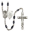 St. Michael/Army 8x5mm Black Onyx Rosary R6005S-8076S2