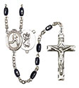 St. Christopher/Track &amp; Field 8x5mm Black Onyx Rosary R6005S-8149
