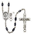 St. Christopher/Baseball 8x5mm Black Onyx Rosary R6005S-8500