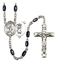 St. Christopher/Track&amp;Field 8x5mm Black Onyx Rosary R6005S-8509