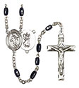 St. Christopher/Track&amp;Field 8x5mm Black Onyx Rosary R6005S-8510