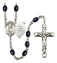 St. Christopher/Army 8x6mm Black Onyx Rosary R6006S-8022S2