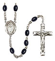 St. Maria Faustina 8x6mm Black Onyx Rosary R6006S-8069