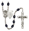 St. Michael/Army 8x6mm Black Onyx Rosary R6006S-8076S2