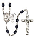 St. Christopher/Track &amp; Field 8x6mm Black Onyx Rosary R6006S-8149