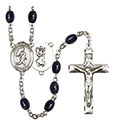 St. Christopher/Track&amp;Field 8x6mm Black Onyx Rosary R6006S-8509