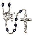 St. Christopher/Track&amp;Field 8x6mm Black Onyx Rosary R6006S-8510