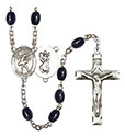 St. Christopher/Dance 8x6mm Black Onyx Rosary R6006S-8512