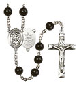 St. Michael/Army 7mm Black Onyx Rosary R6007S-8076S2