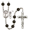 St. Christopher/Cheerleading 7mm Black Onyx Rosary R6007S-8140
