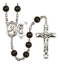 St. Christopher/Track &amp; Field 7mm Black Onyx Rosary R6007S-8149