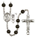 St. Christopher/Track&amp;Field 7mm Black Onyx Rosary R6007S-8509