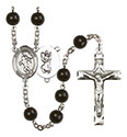 St. Christopher/Track&amp;Field 7mm Black Onyx Rosary R6007S-8510