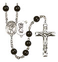St. Christopher/Dance 7mm Black Onyx Rosary R6007S-8512