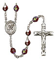 St. Agatha 7mm Garnet Aurora Borealis Rosary R6008GTS-8003