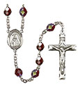 St. Teresa of Avila 7mm Garnet Aurora Borealis Rosary R6008GTS-8102