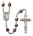 St. Theresa 7mm Garnet Aurora Borealis Rosary R6008GTS-8106