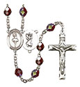 St. Christopher/Dance 7mm Garnet Aurora Borealis Rosary R6008GTS-8143