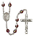 St. Aaron 7mm Garnet Aurora Borealis Rosary R6008GTS-8254
