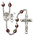 St. Christopher/Dance 7mm Garnet Aurora Borealis Rosary R6008GTS-8512