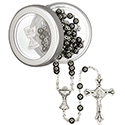 First Communion Hematite Rosary with Box 39 013 16