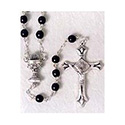 First Communion Black Glass Chalice Rosary 41 203 01