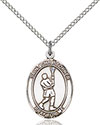 Sterling Silver St. Christopher/Lacrosse Pendant 8144