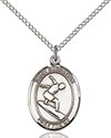 Sterling Silver St. Sebastian/Surfing Pendant 8175