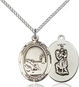 Sterling Silver St. Christopher Fishing Pendant 8196