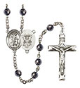 Guardian Angel/Navy 6mm Hematite Rosary R6002S-8118S6